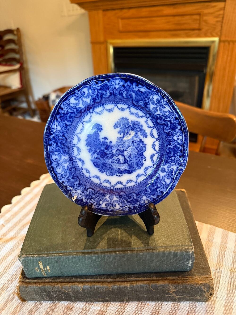 Antique New Wharf Pottery in England Flow Blue Watteau Bread or Dessert Plate